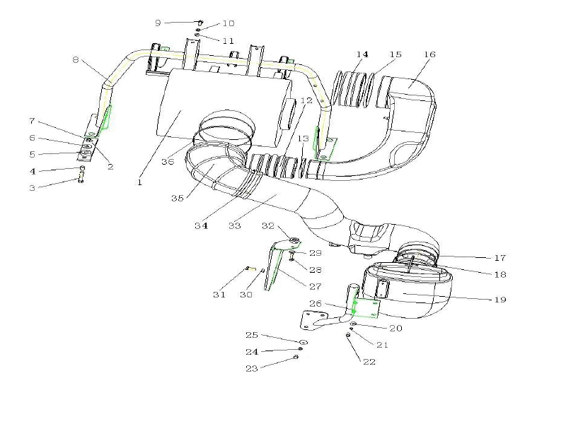 Sinotruk Howo A7 Howo7 Air Inlet System（Length Cab）
