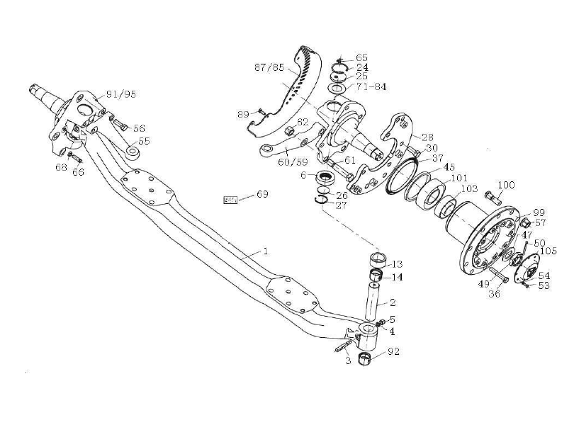Sinotruk Howo A7 The First Axle Of The Doule Front Axle(Hr9,Short Axle Distance,No Abs,With Cover)