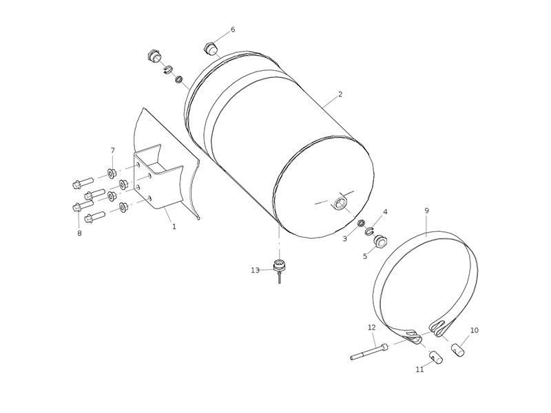 Sitrak Aluminum Cylinder Unit (Pressure Retaining Cylinder 799 Mounted Longitudinal Beam)