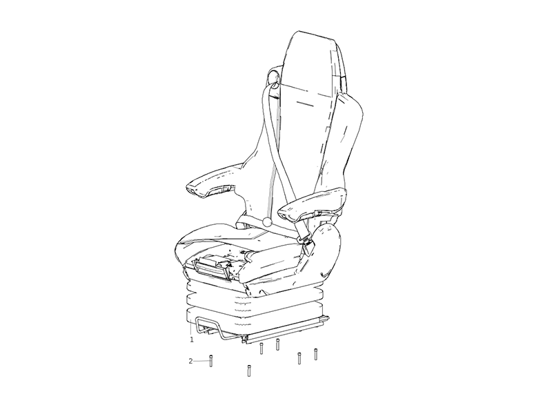 Sitrak C7 Dual Locking Gas Spring Right Seat Assembly (With Seat Belts)