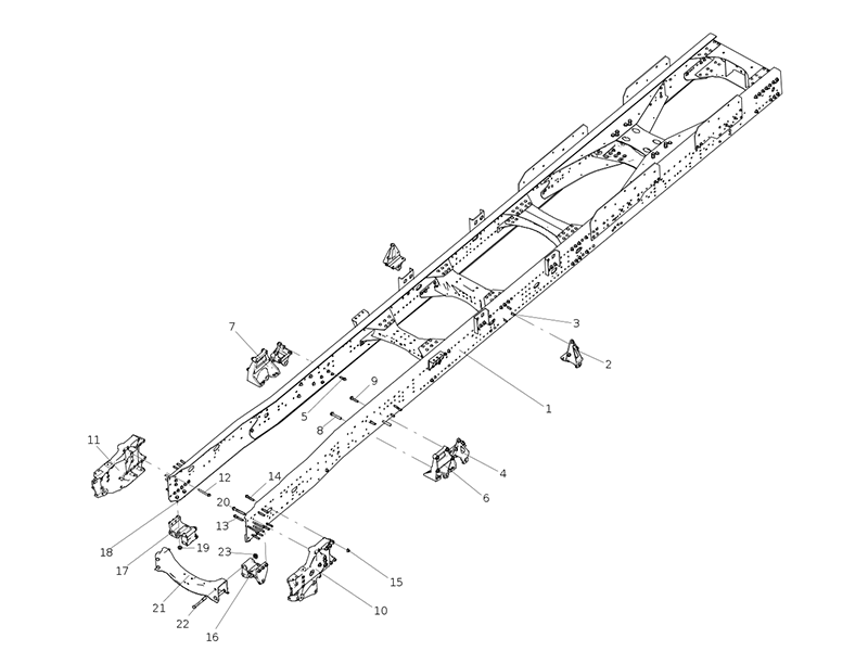 Sitrak Frame Assembly (G7w Dump Truck/Wheelbase 1950+2525+1350/Rear Overhang 800/8+5/300/Wp)