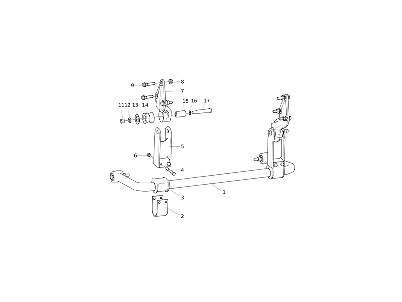 Sitrak Rear Lateral Stabilizer For Dump Trucks, Version 20 (Frame Rear Wide 850/Solid Bar)