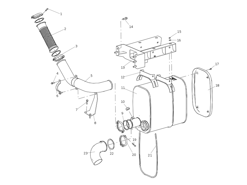 Sitrak T5g National V Exhaust System (Mc07/8x4 Construction Vehicle/Muffler Right 800/300 Frame/Air Control/16 Version/Standard Hole)
