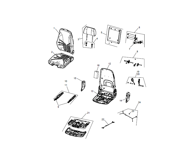 XCMG Seat Upper Section (Without Armrest)